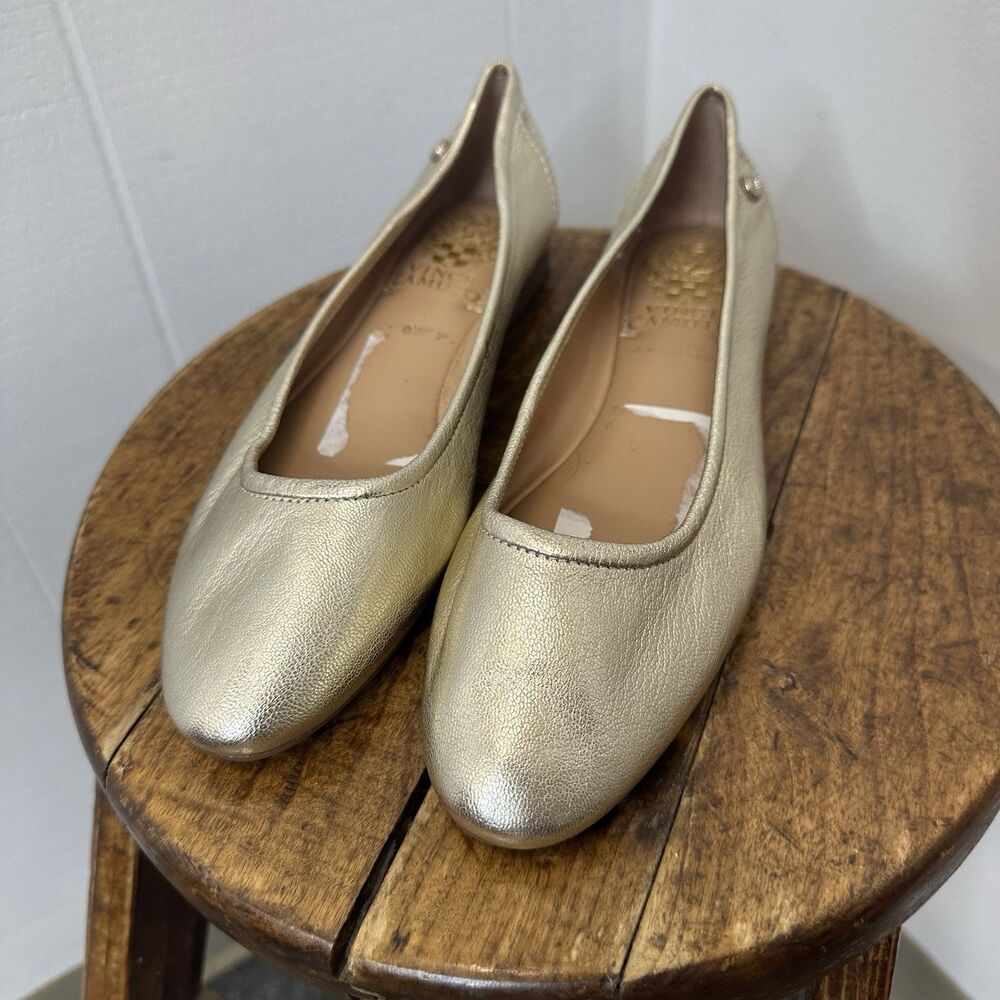 Vince Camuto Metallic Champagne Leather Ballet Flats